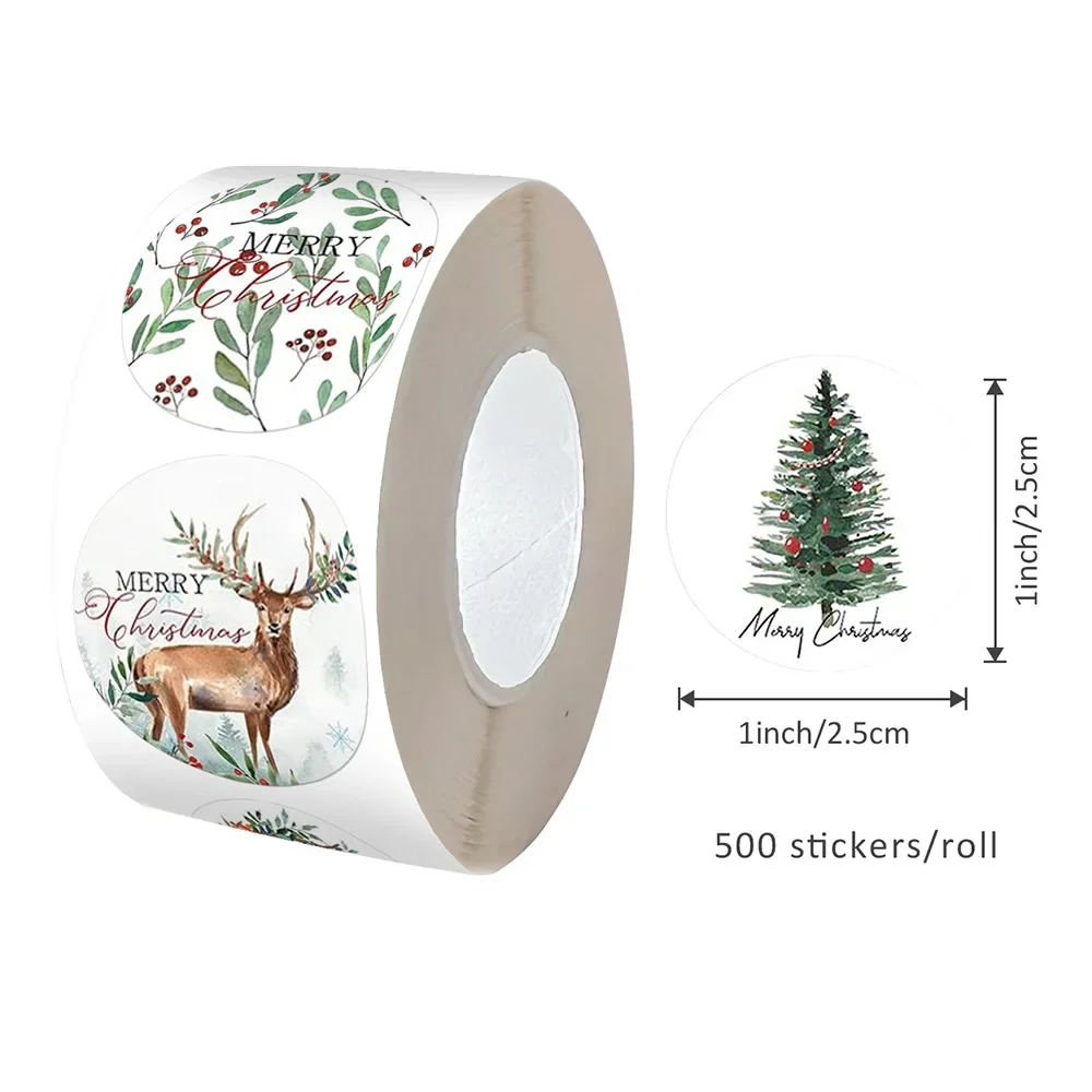 500pcs 1inch Christmas Stickers for Envelope Round Merry Christmas Stickers 8 Designs Christmas Gift Decor Stickers