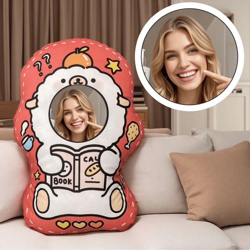 Creative Photo Customization: Alpaca-Shaped Printed Plush Pillow with Your Face, a Whimsical Gift
