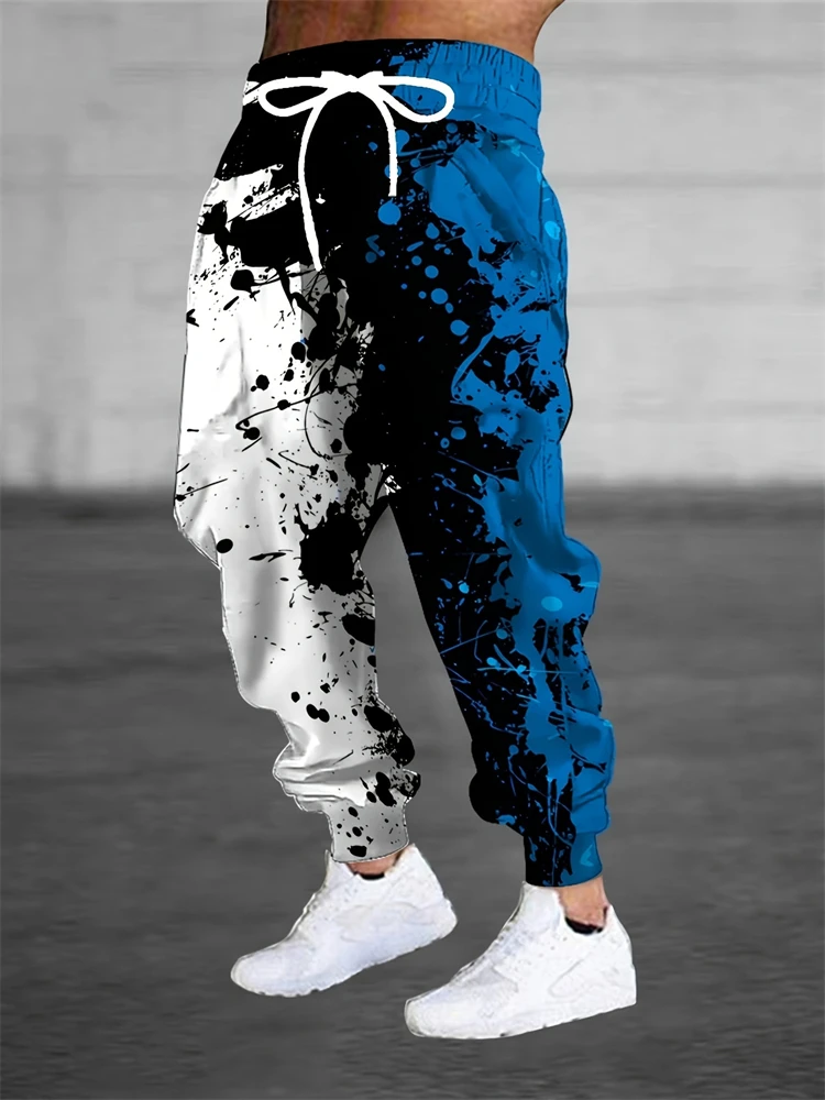 

New Men's Abstract Graffiti Print Sweatpants Men's Pocket Drawstring Sweatpants Stylish Outdoor Streetwear Cuffed Leg Pants
