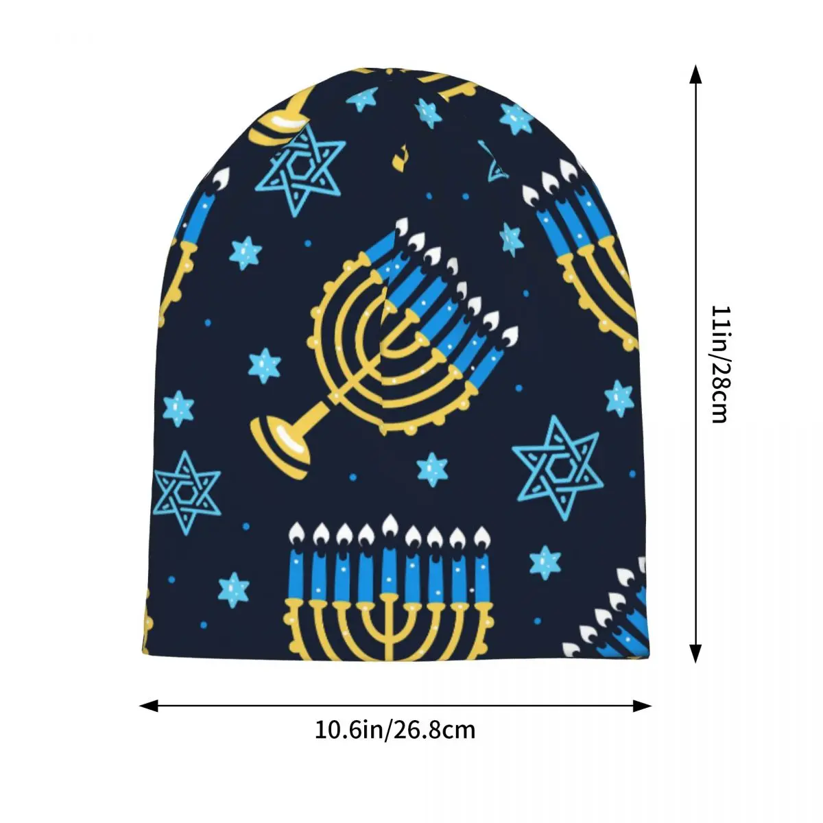 Happy Hanukkah Pattern Menorah Traditional Candles Cap Casual Men Women Ski Skullies Beanies Hat Summer Warm Dual-use Bonnet Hat