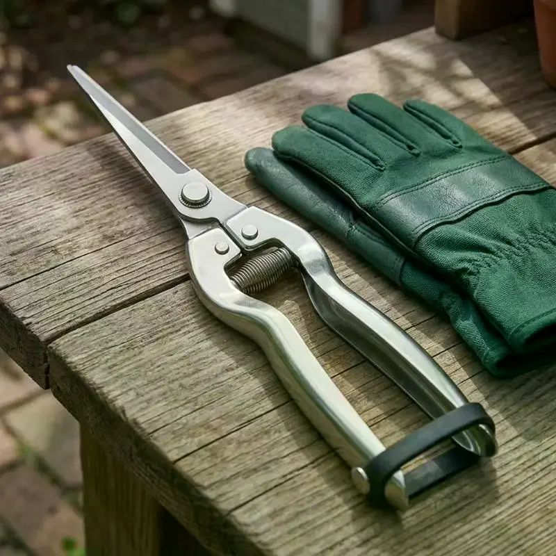 Gardening Shears Stainless Steel Pruning Shears Sharp Fruit Picking Scissors Spring Loaded Labor Saving Branch Trimmer Tool