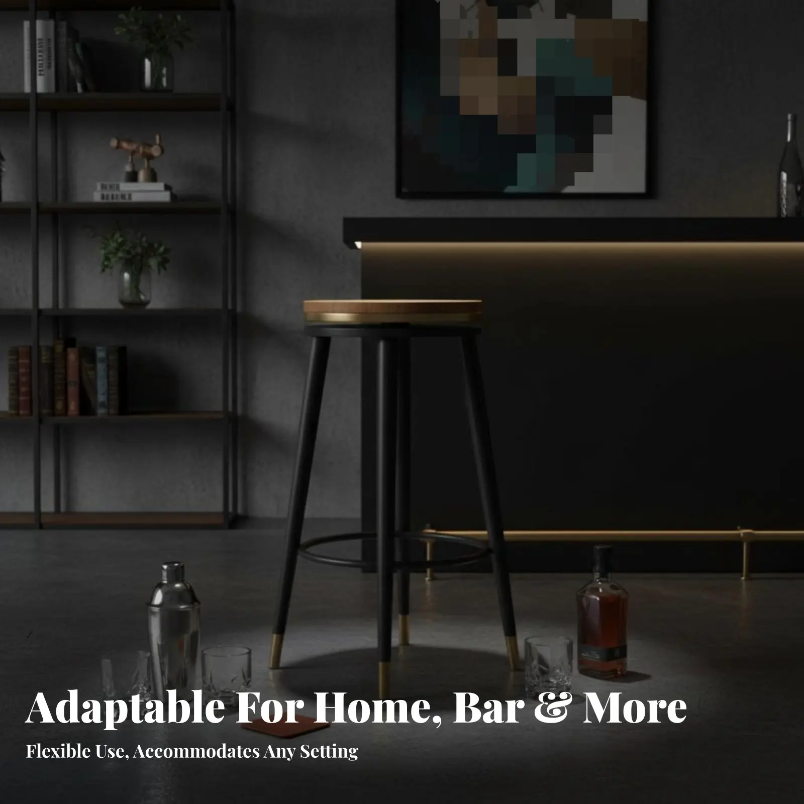 

Padded Revolving Counter Stool Dense Foam Padding Bar Chair with Footrest Long-Lasting Construction for Restaurant Owners