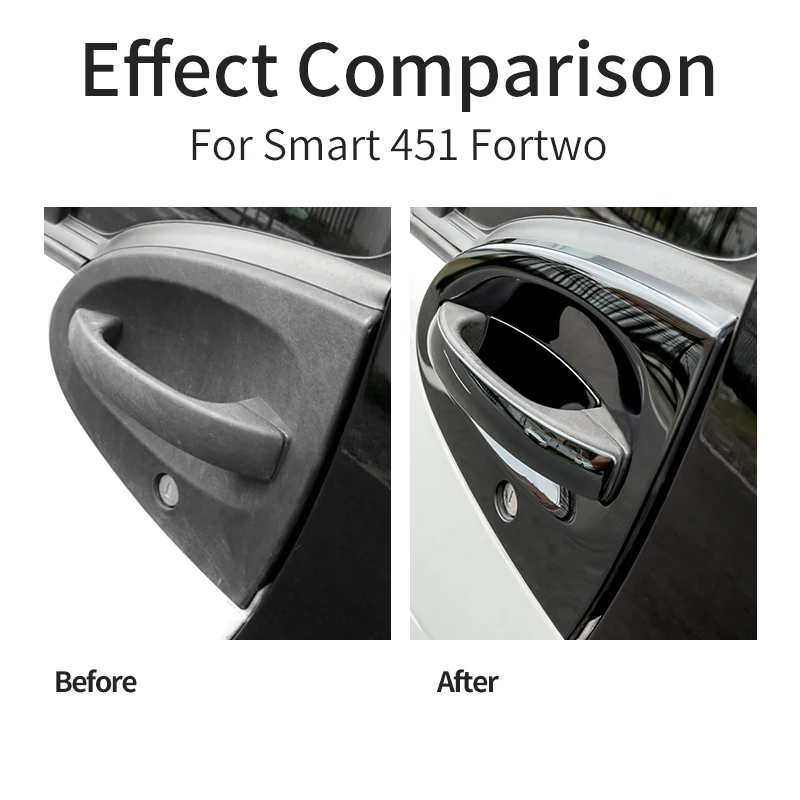 Car Door Handle Bowl Scratch Protective Cover 304 Stainless Steel Chrome Trim Sticker Auto Accessories For Smart 451 Fortwo