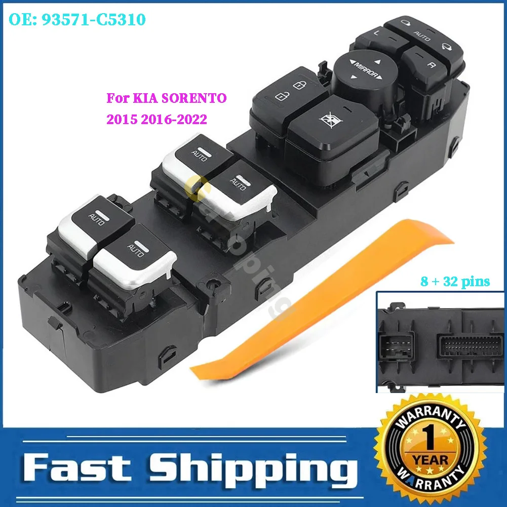 4 Auto For KIA SORENTO 2015 - 2022 Front Left Driver Side Electric Power Window Control Switch Car Accessories Parts 93571-C5310