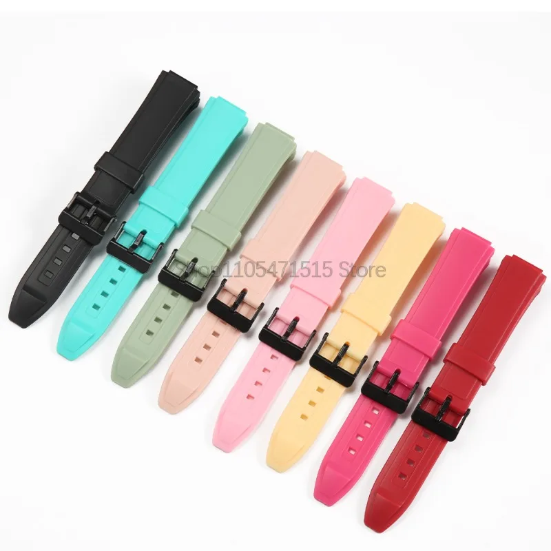 18Mm Resin Rubber Strap For Casio AW-90H/AW-90H-7E Black Band Silver/Black Buck…