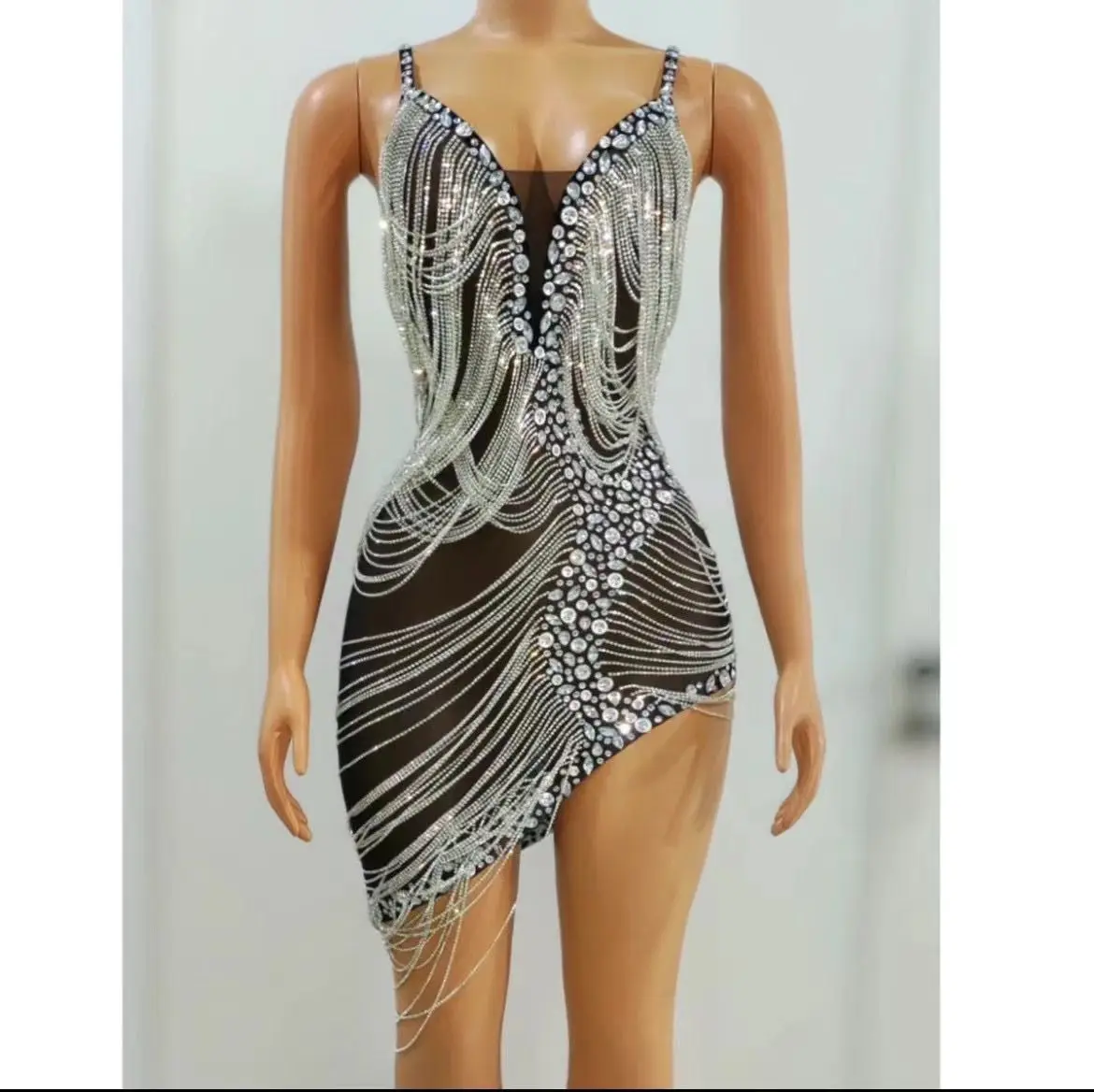 สีดําตัดหรูหราสะโพกกระโปรงวันเกิดอาหารค่ําหรูหราของขวัญกระโปรงบาร์เต้นรําหญิงประสิทธิภาพชุด Robe Femme