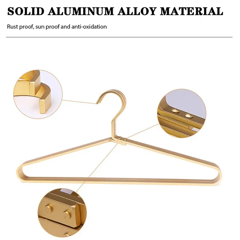 WORTHOWN-Hanging Clothes Rack 5PCS Aluminum Alloy Home Drying Rack For Jackets Coats Hanger Thick Clothes Storage Racks