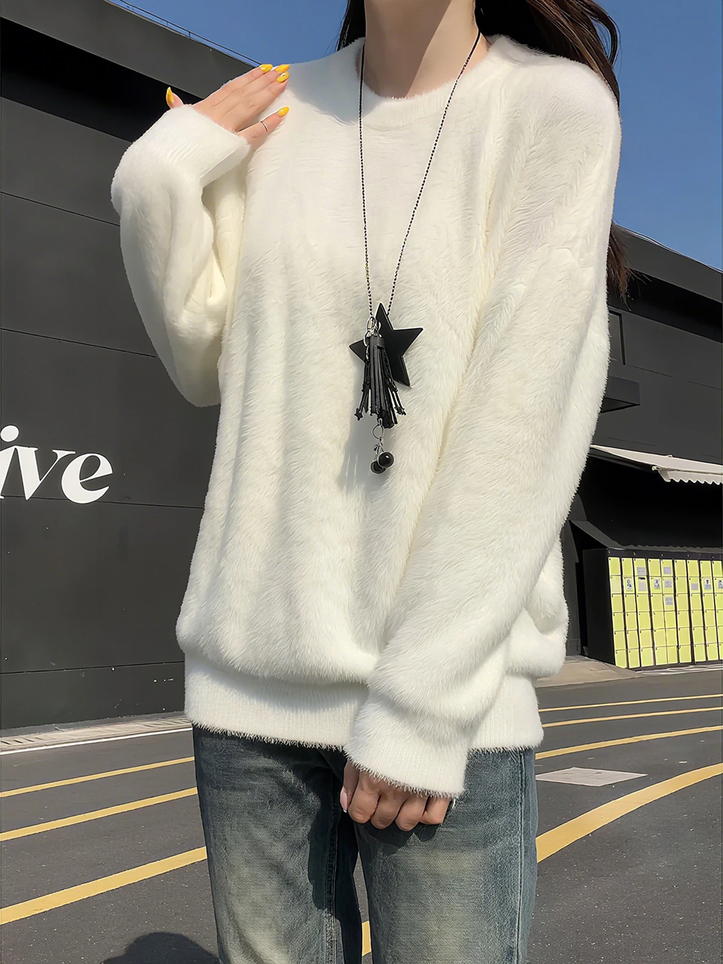 

Осенне-зимний вязаный свитер Thiened Plu, повседневная одежда круглого цвета Ne Color, модная уличная одежда для пар