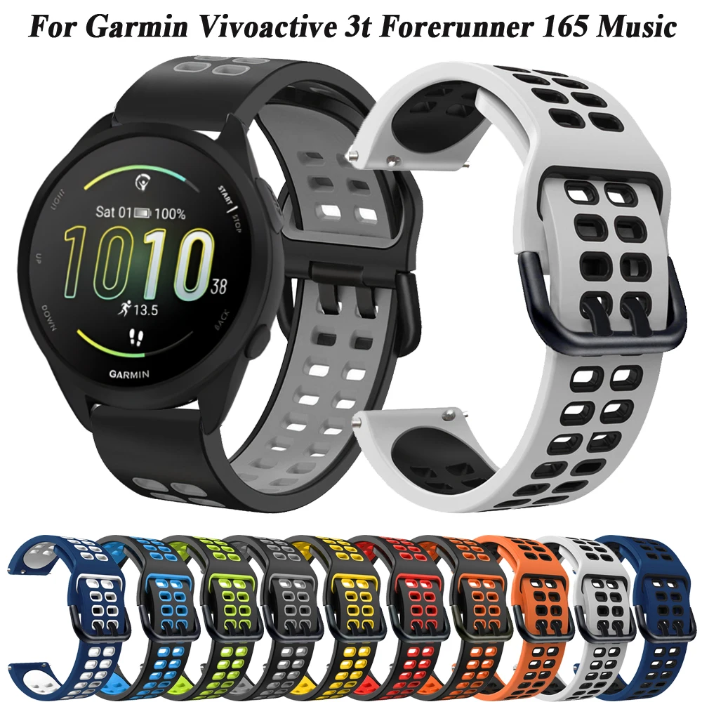 สายนาฬิกาข้อมือ20มม. สำหรับ Garmin vivoactive 5 3 3T สาย venu 2 plus SQ 2 Forerunner 165 645เพลง245 55สร้อยข้อมือนาฬิกาซิลิโคน