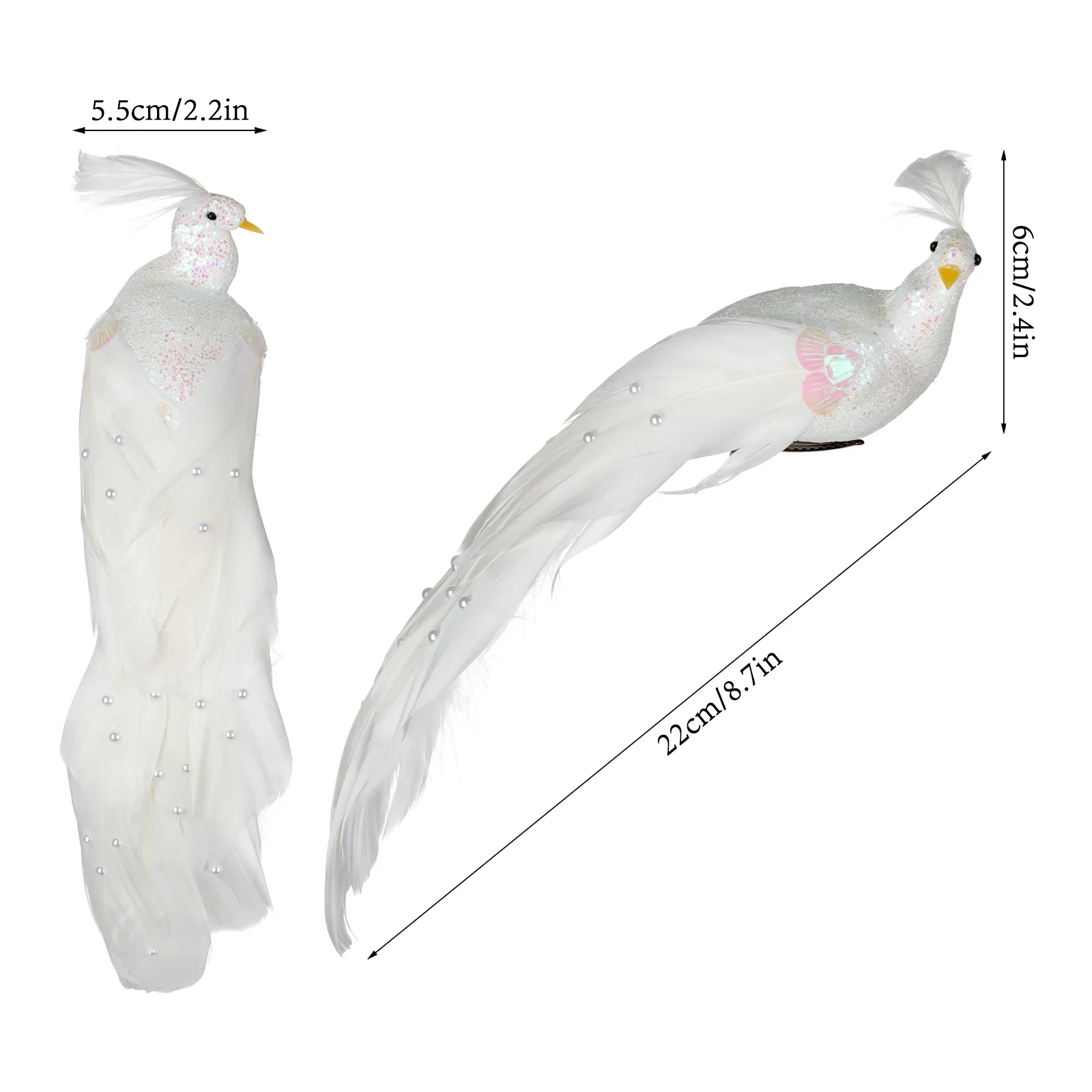 1pc Ornament Artificial Simulation Foam Bird Peacock White Collectible Keepsake For Your Mom Pearl Claw Feather Mini Love Birds