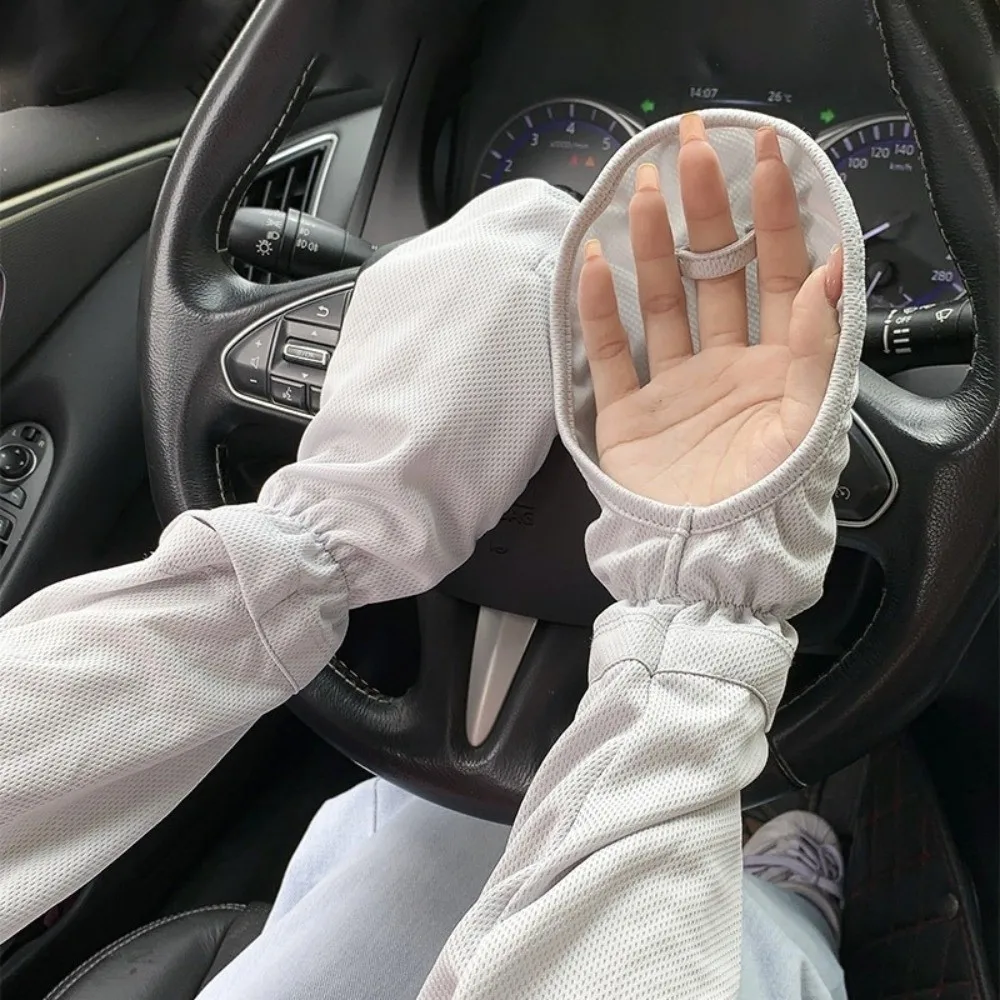 

Long Sleeve Anti-sunburn Sleeve Loose Fit Ice Cooling Sun Protection Sleeves Anti-UV Adjustable Cuffs Driving Sleeves