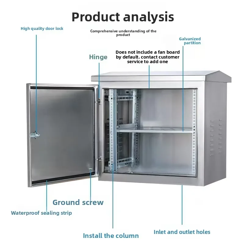 Outdoor Stainless Steel IP65 Distribution Box Network Cabinet Wall Mounted 19 Inch 32U Network Server Rack