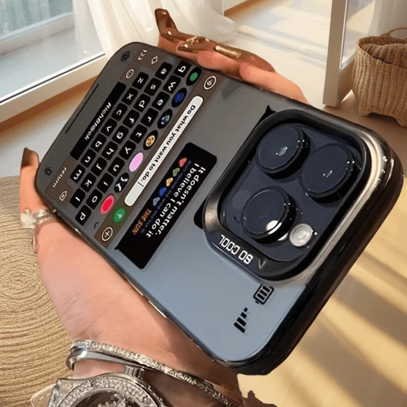 Teclado negro premium para hacer que desee la funda del teléfono mate con láser, para la serie iPhone16 15 14 13 12Pro Max