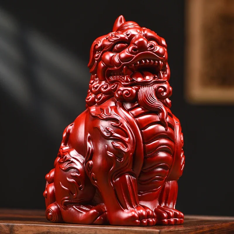 Red Pixiu ornament solid wood male and female mahogany craft gifts opening housewarming gifts home decoration