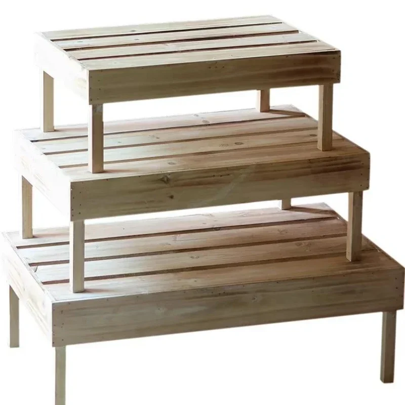 

Retro solid wood flower stand, balcony succulent flower pot storage rack, multi-layer shelf, garden garden decoration ornament