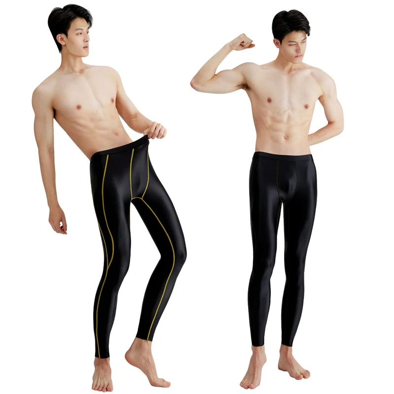 Traje de baño sexy de seda suave y brillante para hombre, pantalones ajustados para surfear, secado rápido, top de manga larga con capucha, trajes de cuerpo transpirables para fitness