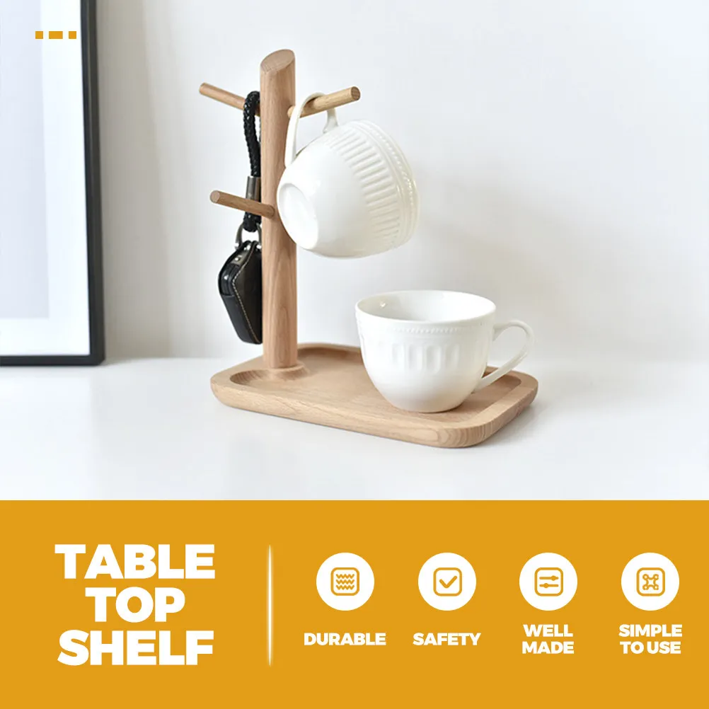 

Natural Wood Jewelry Tray Stand for Display Storage Organizing Necklaces Earrings Rings Keys Trinkets Entryway Vanity Desk Decor