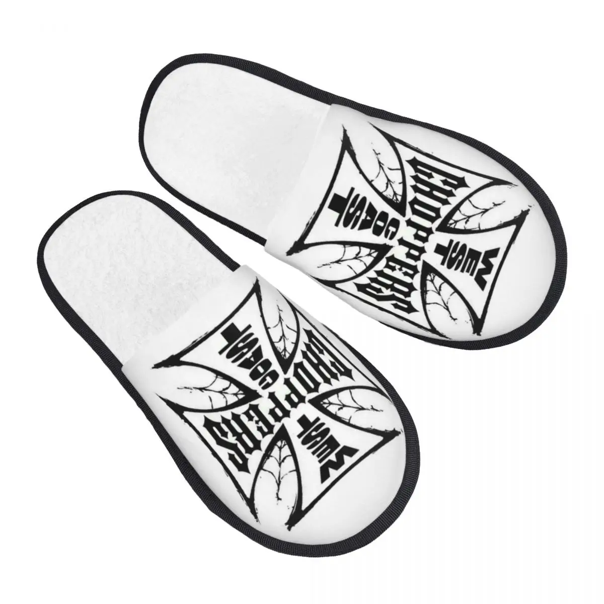 West Coast Iron Cross Choppers Guest Slippers for Bedroom Women Custom Print House Slipper