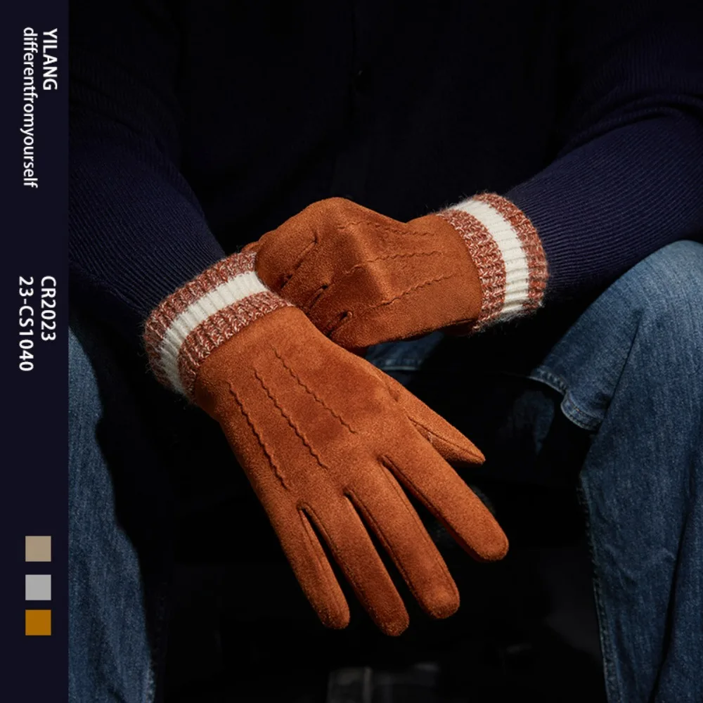 

Unisex Suede Fleece Lined Gloves - Winter Autumn Fingerless Touchscreen Gloves Anti-Slip Gloves for Cycling & Outdoor Activities