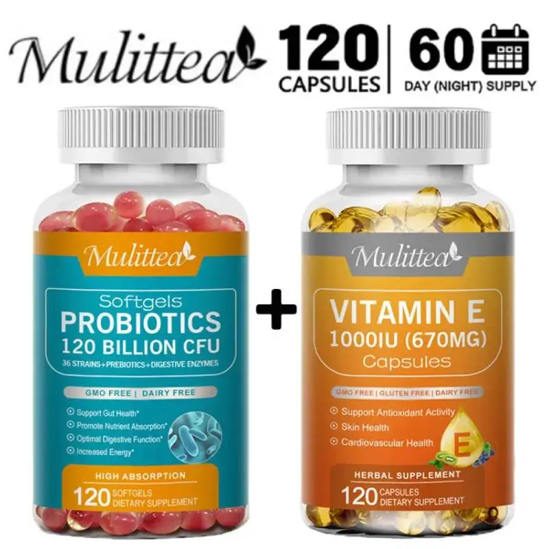 

Набор капсул Mulittea с пробиотиками и витамином Е для улучшения работы кишечника, пищеварения и красоты кожи.