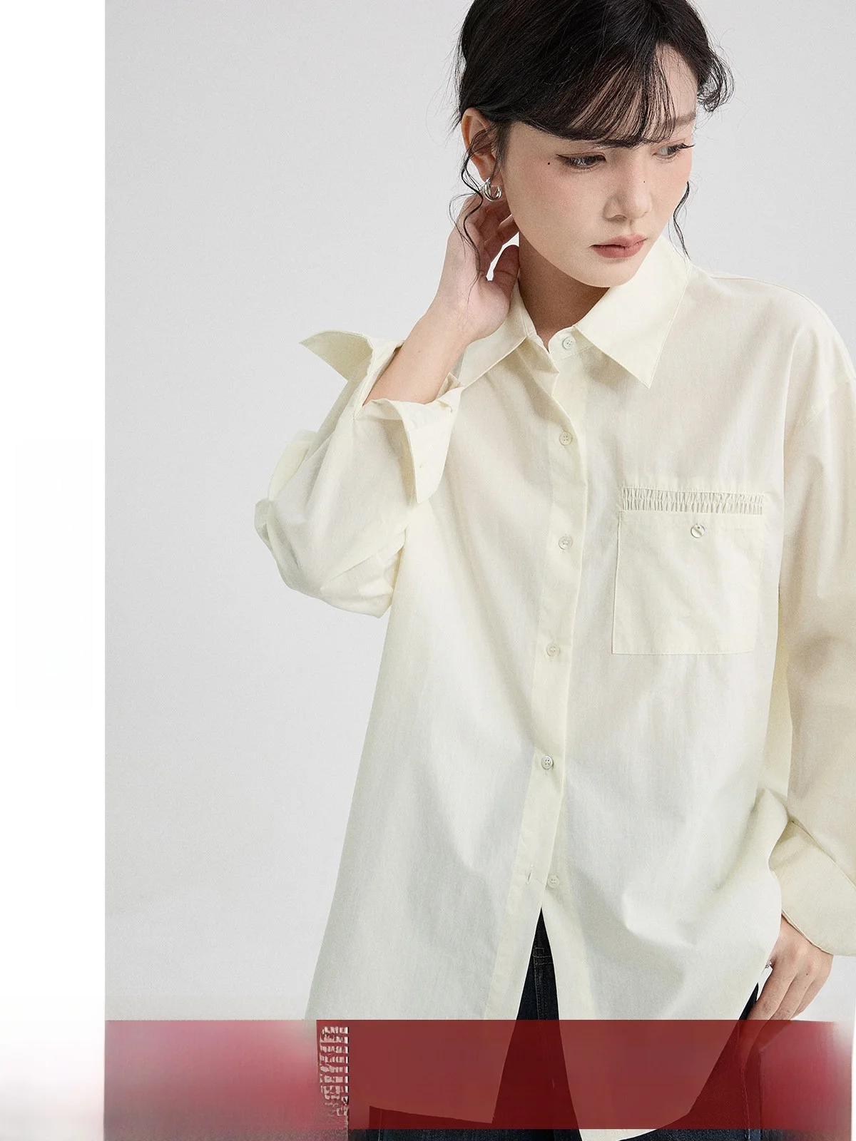

Pure Cotton Long Sve irt Women's Loose Casual Sle Spring New Arrival Versatile Simple Ele irt by Guier