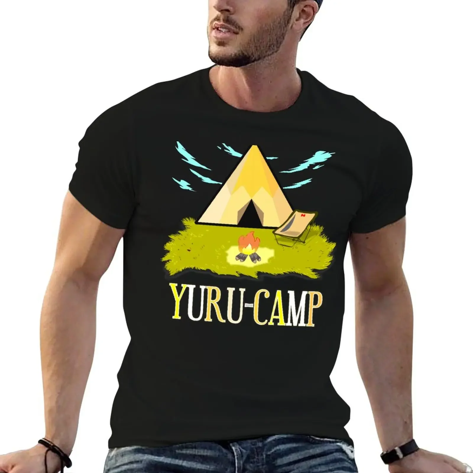 Yurucamp. Welcome to laid back camping! T-Shirt shirts graphic tee graphic t shirts cotton graphic tees outfits for men