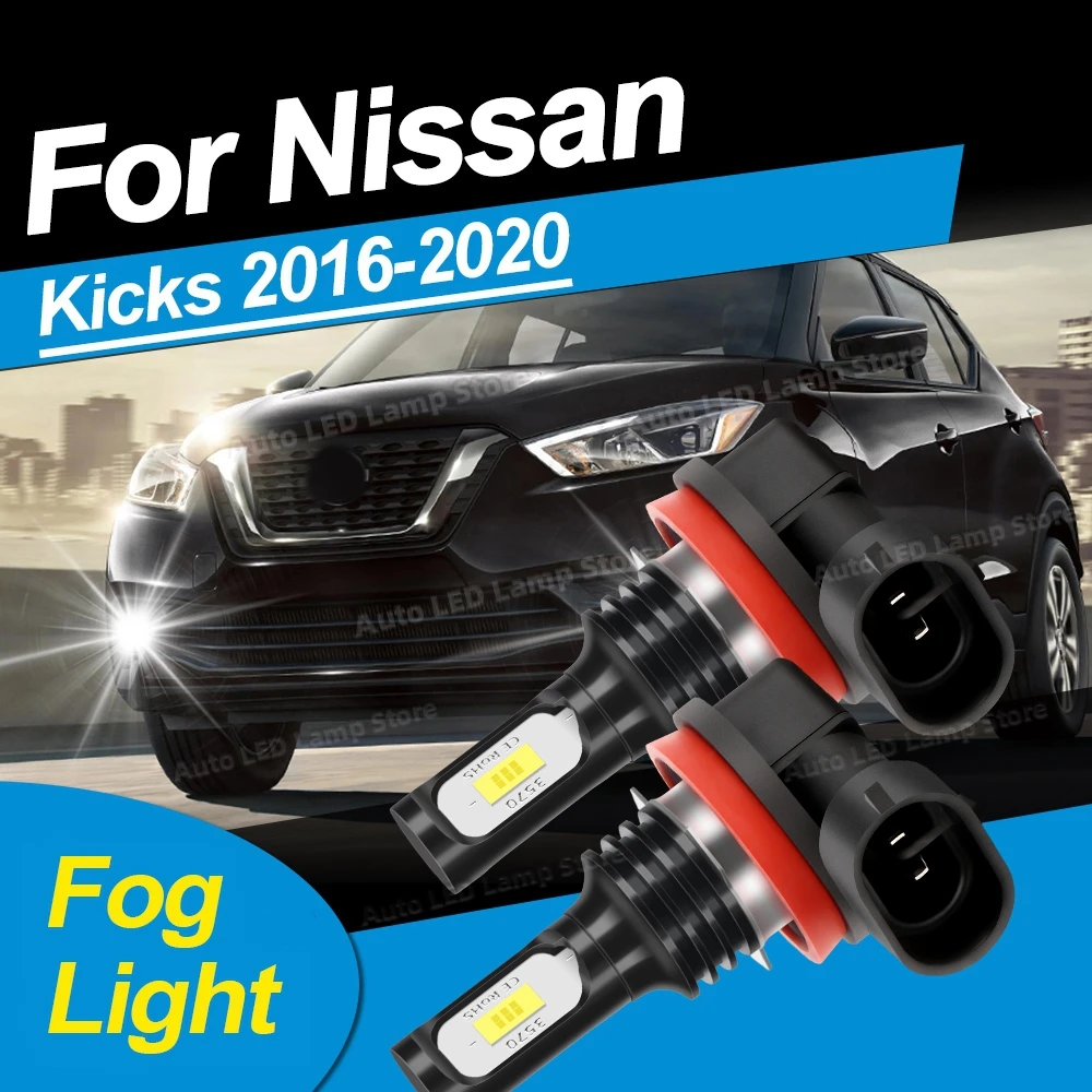 For Nissan Kicks 2016 2017 2018 2019 2020 2pcs LED Fog Light Blub Canbus Lamp 20000LM Ultra Bright Plug and Play in 5 Minutes