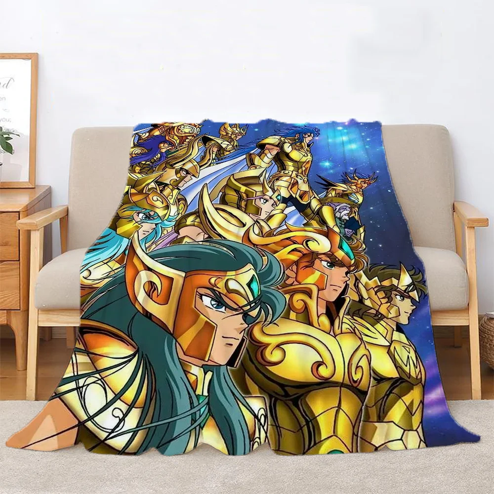 Knights of The Zodiac Cartoon Sofa Blanket Luxury Cover Blankets for Adults Bed Plaid Cobija Bedspreads Bedspread Throw Nap Hair