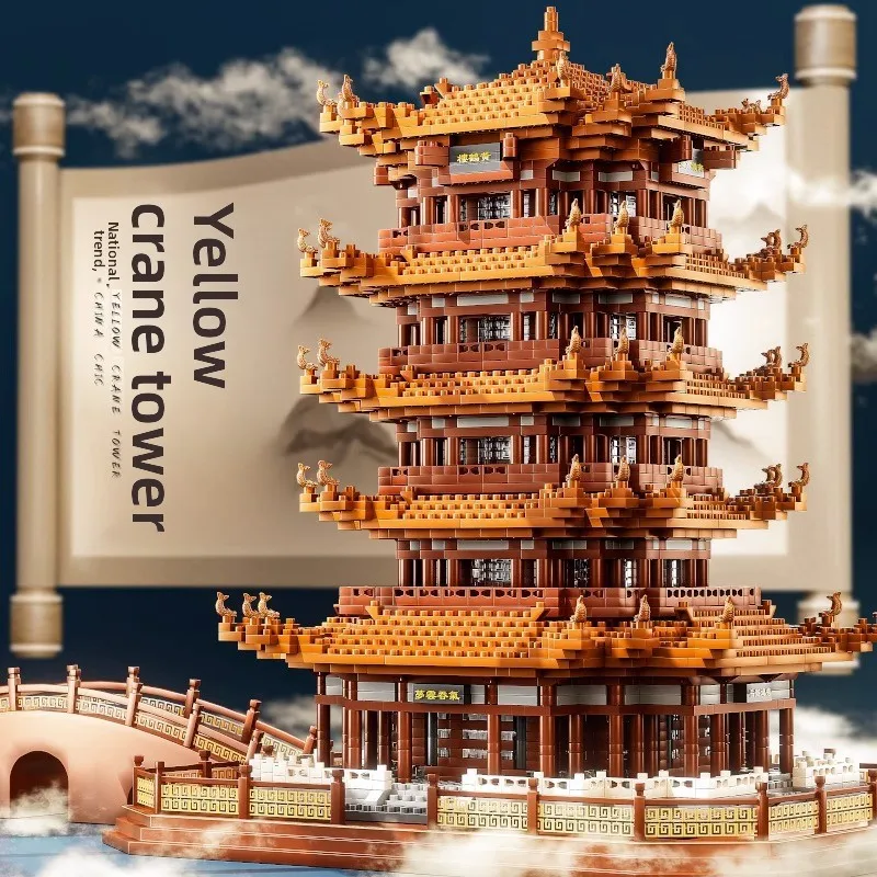 

Chinese Style Building Blocks Yellow Crane Tower Building Blocks Boys Construction Assembly Educational Toys Girls 3D Puzzle