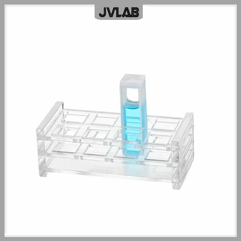 

Стеллаж Cuvette из плексированного стекла для стеклянной лампы (жидкий образец ячейки) светильник путь 10 мм, впитывающие ячейки, поддержка 8 отверстий