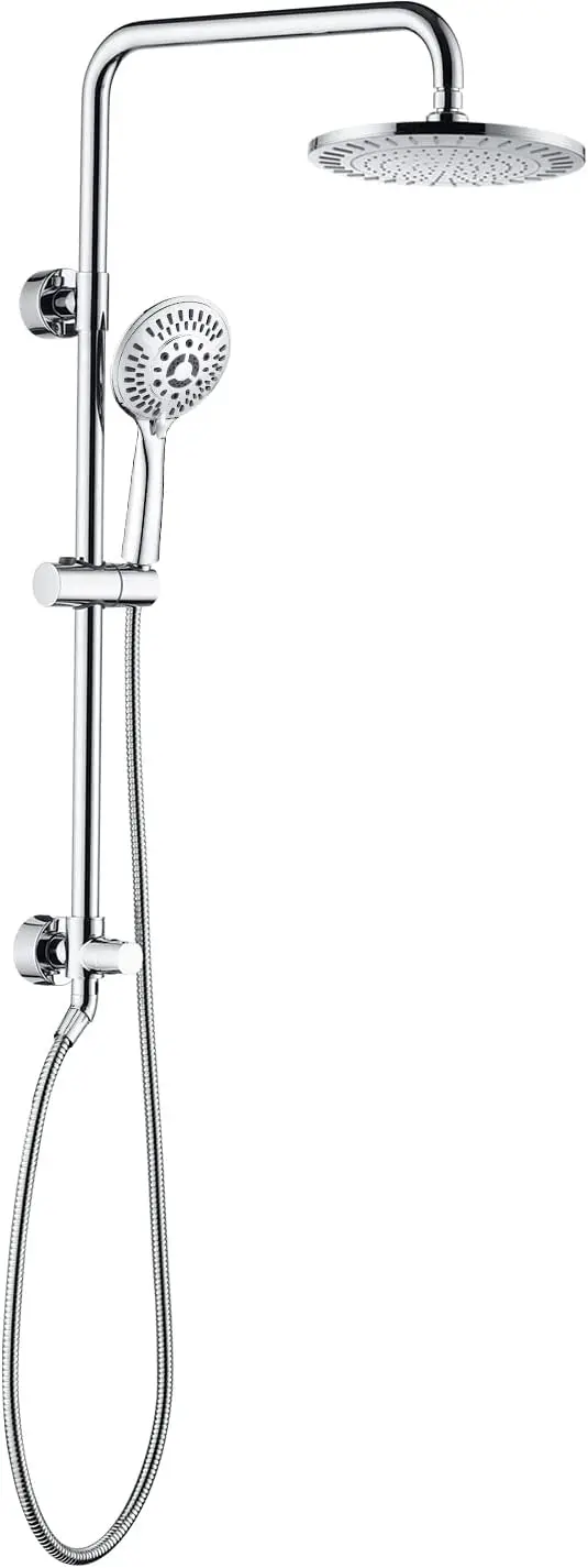 Bright Showers Rain Shower Heads System Including Rain Fall Shower Head And Handheld Shower Head With Height Adjustable Holder,