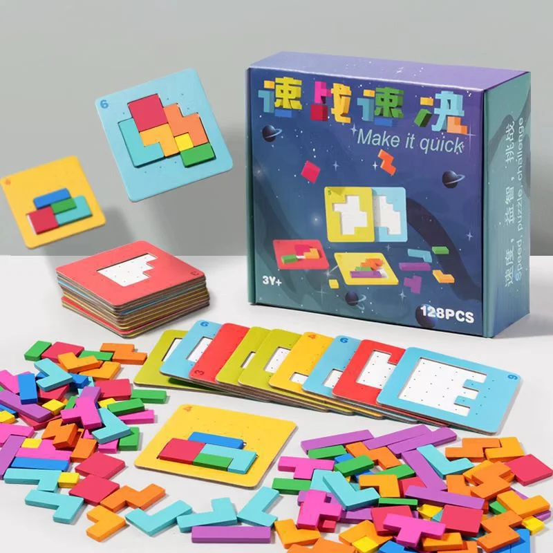 3D Two-Person Interactive Desktop Puzzle Game, Tangram Math Toys, Building Blocks Board, Color Shape Game for Kids, Presentes