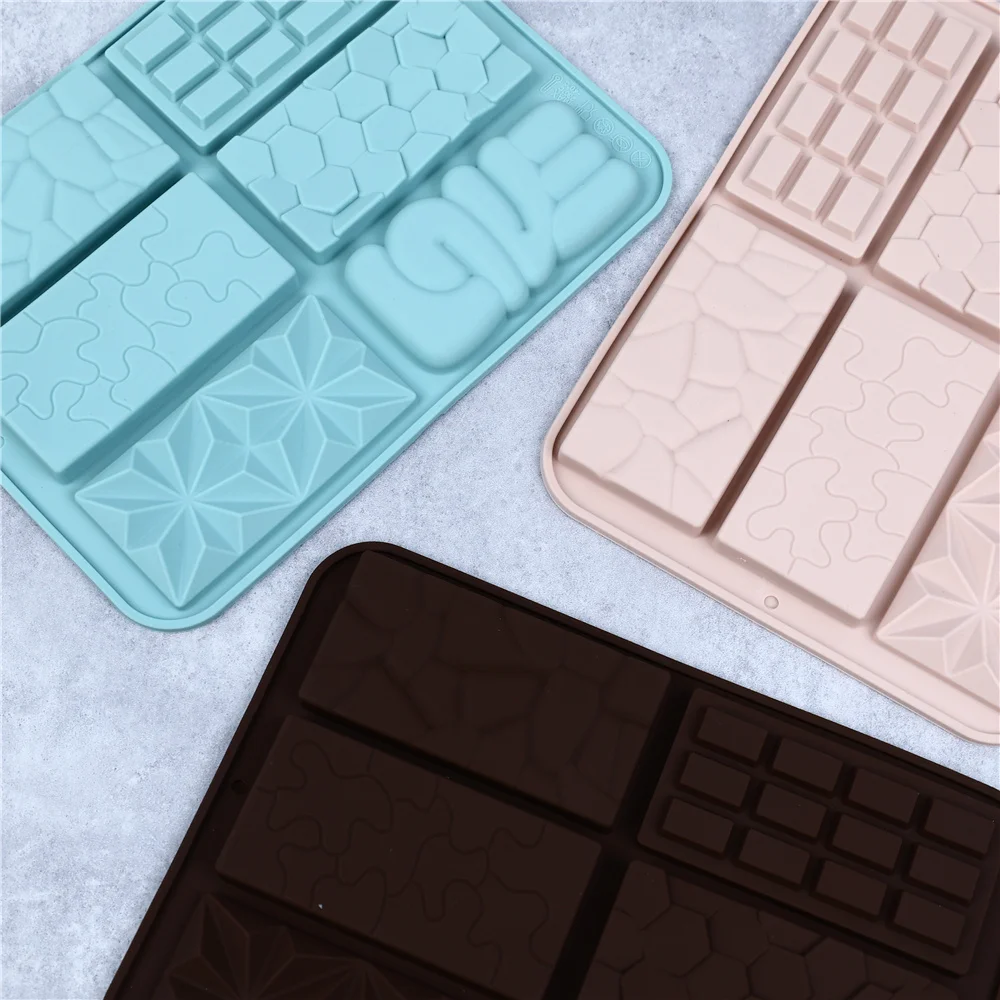 Chocolate Molds Rectangle Chocolate Bar Mold DIY Candy Dessert Waffle Love Heart Chocolate Mold Silicone Bakeware Wax Melt Mould