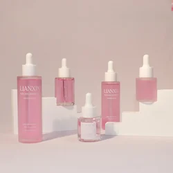 Custom Logo Flat Shoulder Frosted Glass Dropper Bottle 20ml 1oz 50ml 100ml Clear Skin Care Essential Oil Essence Pink Bottles