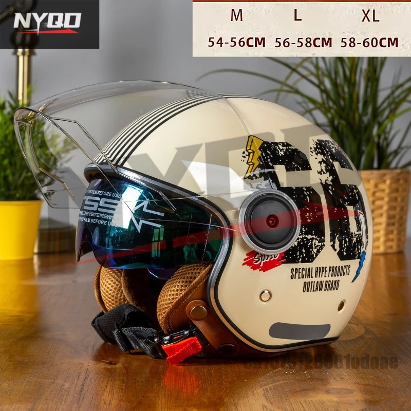 

Сертификация DOT Ретро мотоциклетный шлем для мужчин и женщин Мото защитный шлем Круизительный электромобиль Four Seasons 3/4 Половина шлема