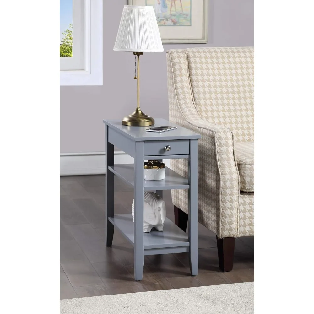 

1 Drawer Chairside End Table with Shelves, 23.5 x 11.25 x 24, Cobalt Blue side table