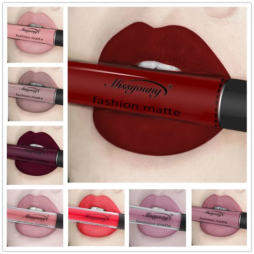 Missyoung Nieuwe Sexy Vloeibare Matte Lippenstift Non-Stick Cup Lipgloss Langdurige Sexy Fluwelen Nude Lipgloss Lippenstift Lippenstift Tint