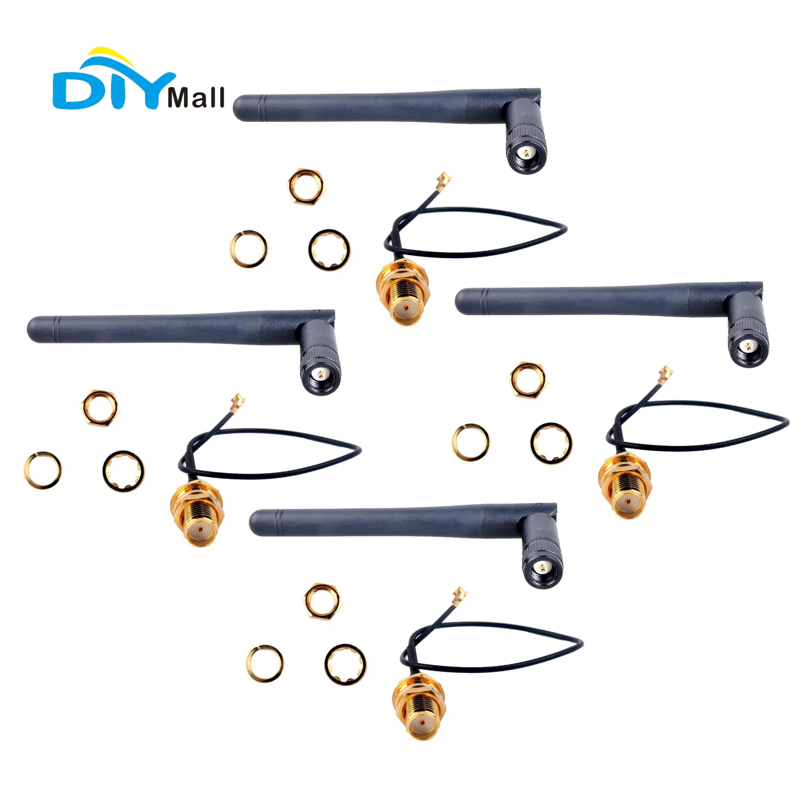 

DIYmall 868 МГц/915 МГц Антенна LoRa 2dBi U.FL к гнездовому кабелю SMA для модуля Lora32u4 II (1/2/4 шт.)