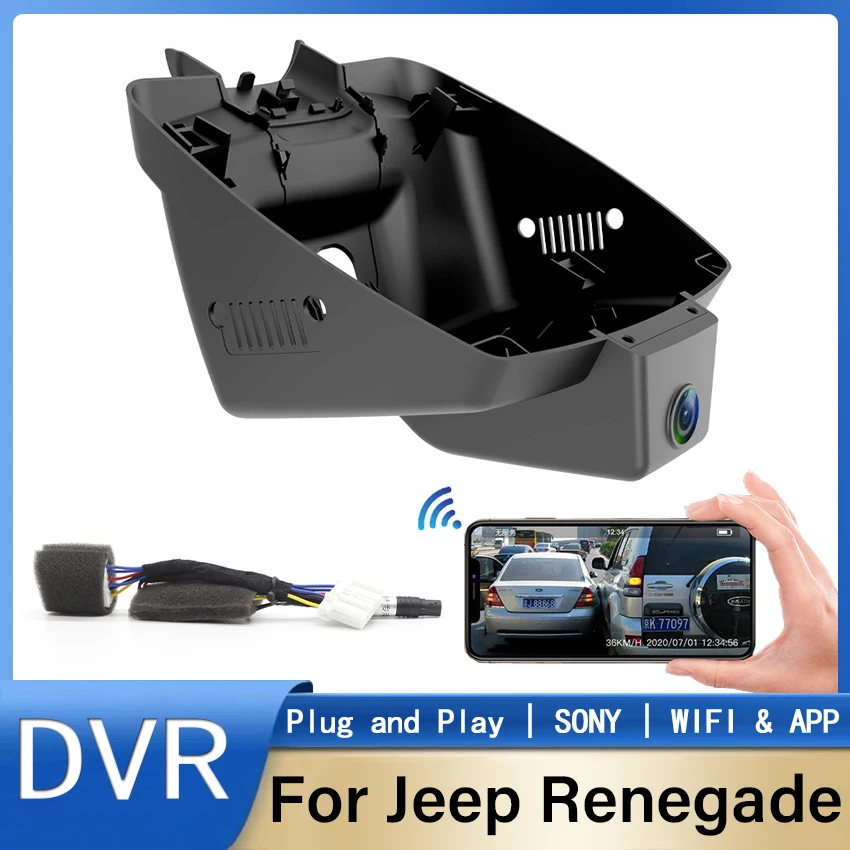 

4K 2160P Автомобильный видеорегистратор Plug and Play, видеорегистратор, Wi-Fi, видеорегистратор, камера для Jeep Renegade 2015–202, видеокамера для Renegade