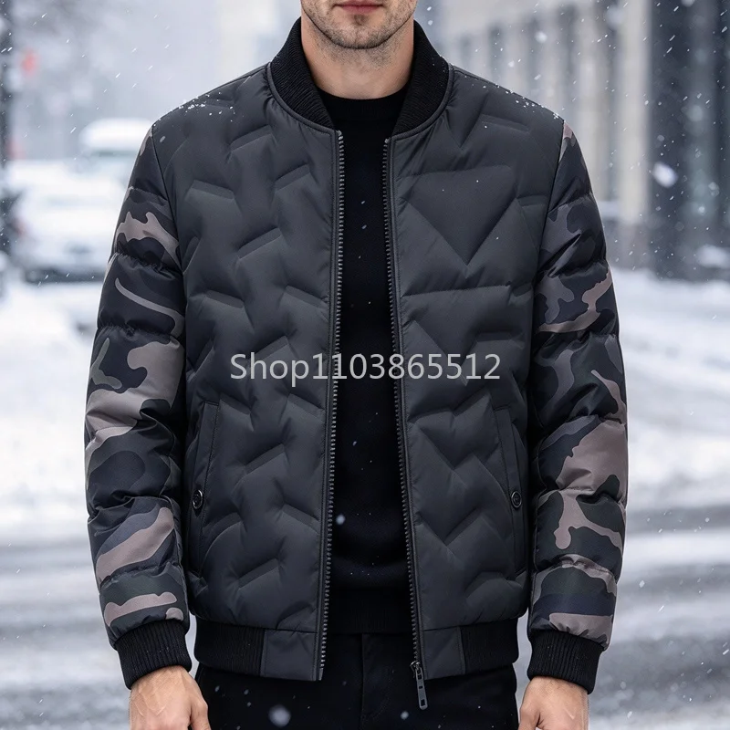 Men's Winter Jacket Hooded Casual Warm Cotton Jacket Thickened Fleece Lined Zipper Front Parka Winter Cold-Proof Coat Male 2026