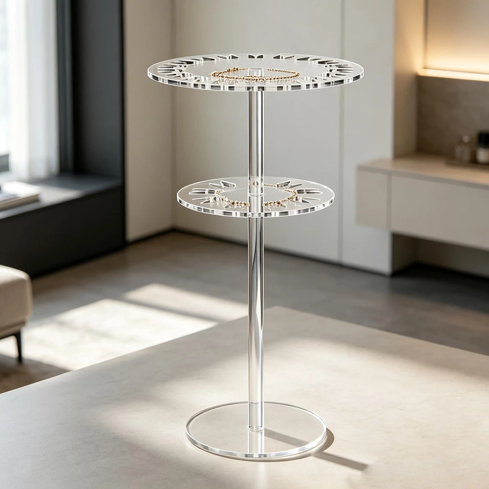 Two Tier for acrylic Display Stand for Necklaces Chokers and Pendants Transparent Modern For Jewelry Rack 30cm Tall