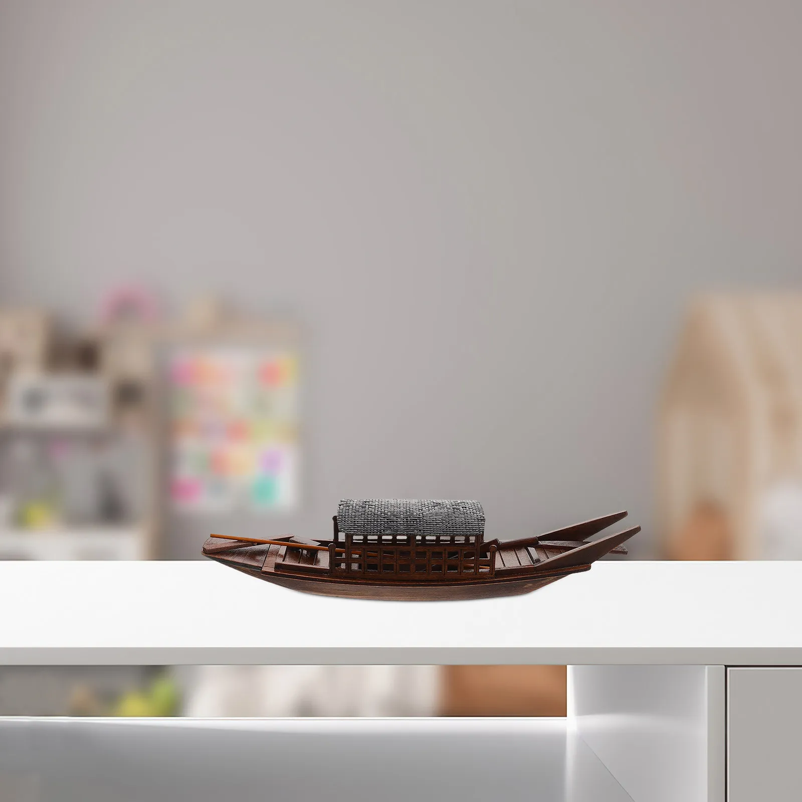 Wooden Sailboat Ornament Traditional Crafting Nautical Home Office Decoration Vintage Chinese Water Town Artwork