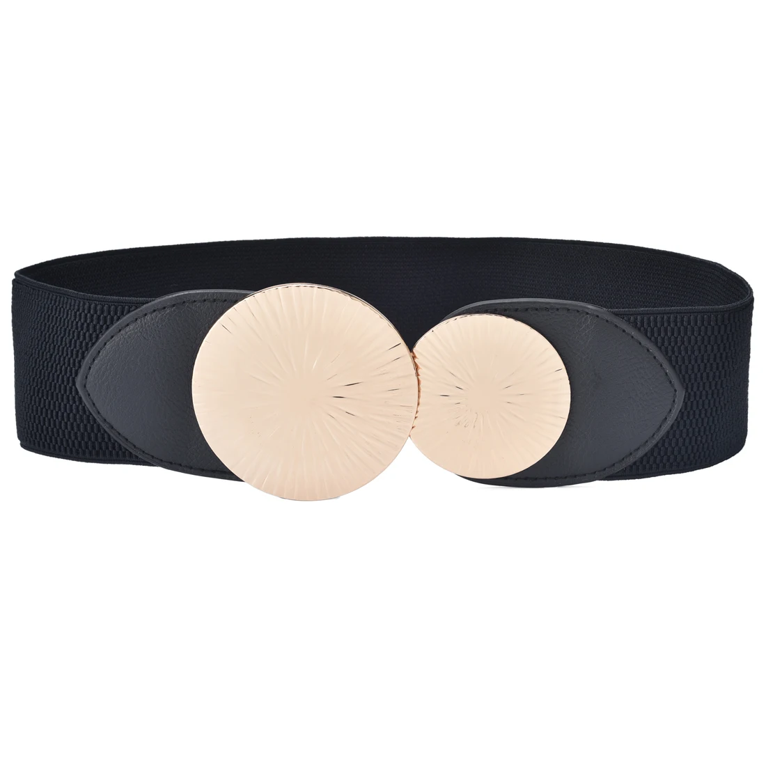 women's wide waist belts for dresses Classic Lock Buckle Trendy Solid Color Embossed Elastic PU can be used for a long time INSPIRE CHIC Womens Elastic Wide