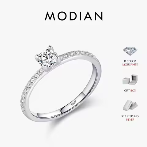MODIAN D Color Moissanite Ring Delicate Square 925 Sterling Silver Lab Diamond Ring For Women Wedding Statement Jewelry