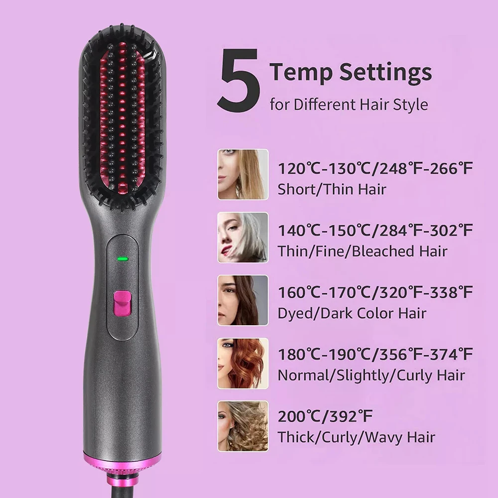New 3IN1 Hot Air Brush Electric Anion Hair Dryer Comb Multifunctional Straightener Curler Wet and Dry Fast Heating Styling Tools