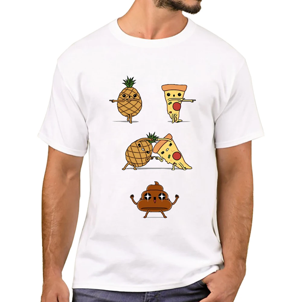 Men\'s Funny Pineapple and Pizza Print Tee Short-Sleeve Comfy T-Shirt  Tops For Spring Summer