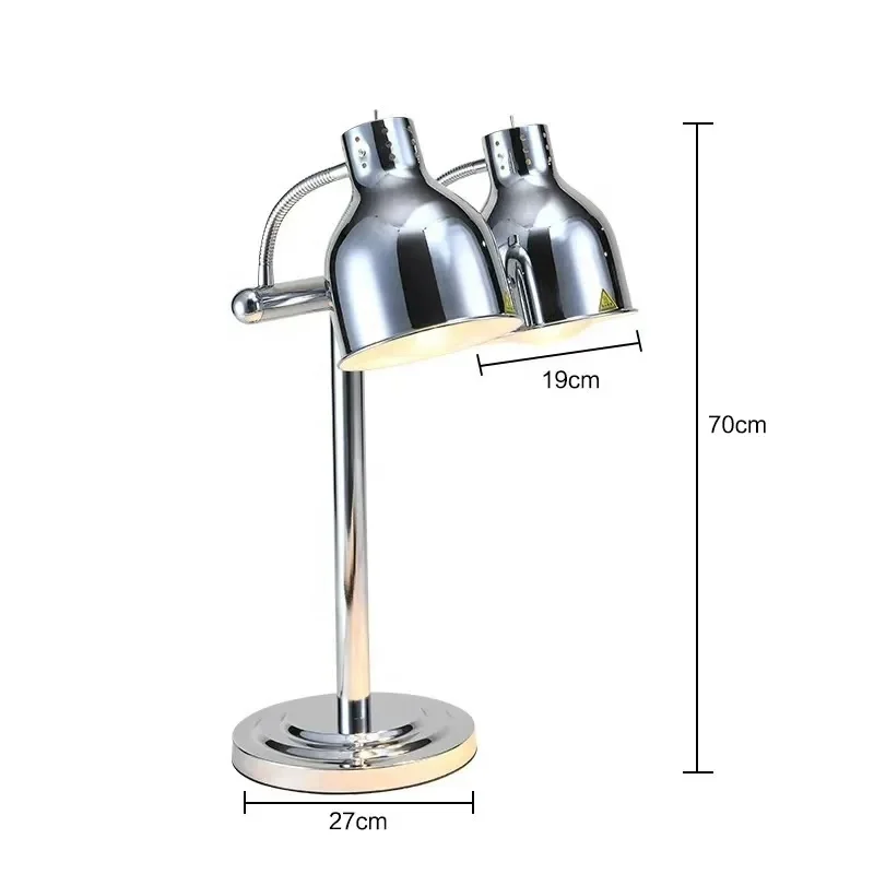 Lampada a Infrarossi 250W per Riscaldamento Alimenti, Lampada da Tavolo in Acciaio Inox Rame Antico Argento per Buffet, Hotel, Catering e Ristoranti