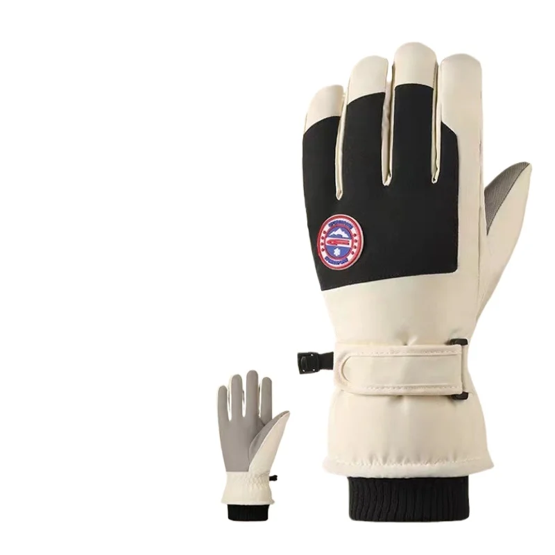 Зимние лыжные перчатки для мужчин, теплые водоотталкивающие бархатные и утолщенные перчатки для альпинизма и велоспорта с сенсорным экраном