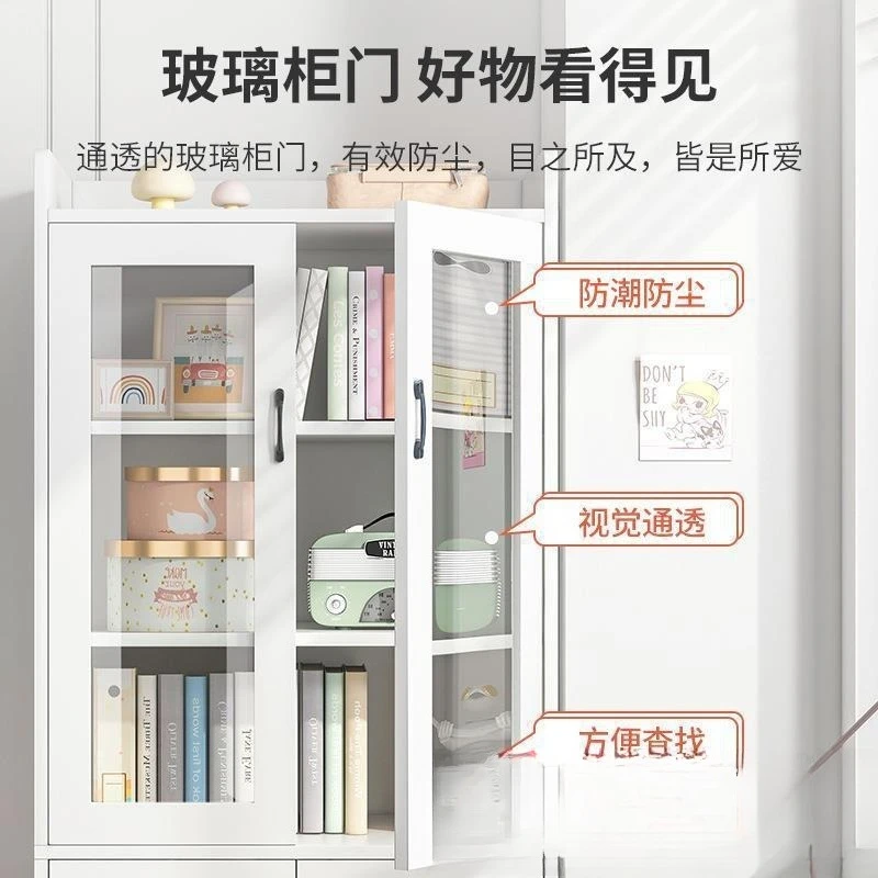 Estante de vidro à prova de poeira para armazenamento de piso de estudante simples sala de estar