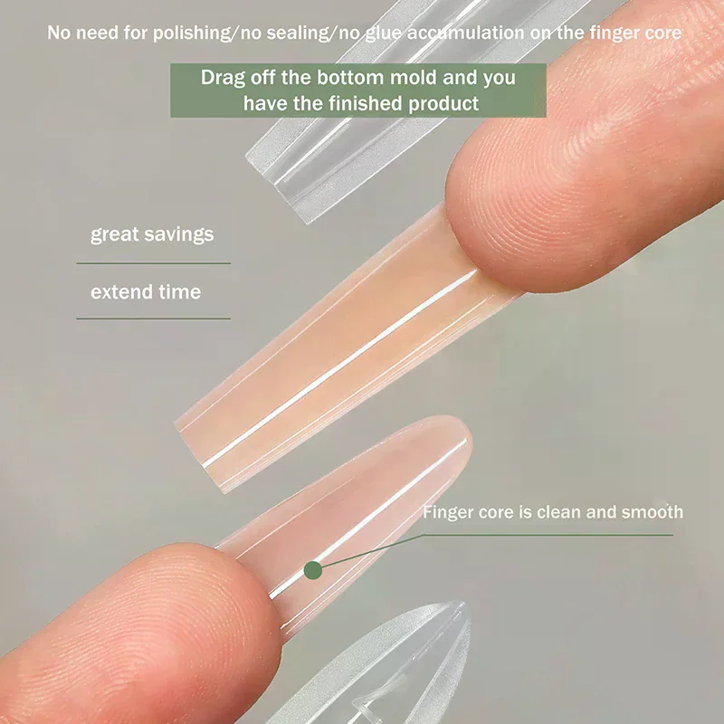 140Pcs Sandwich Dual Nail Form Mold Reusable Full Cover Mold Clear Nail Art Extension Shaping Tool Coffin Almond Nail Forms